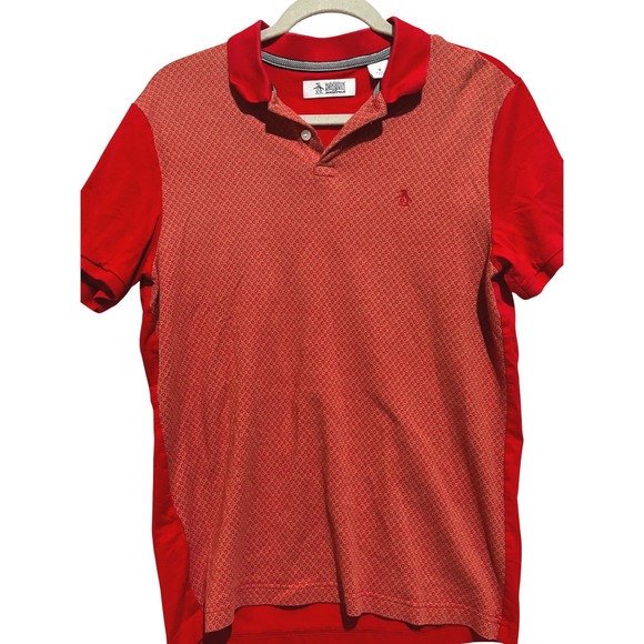 Original Penguin Other - Original Penguin Mens coral/red Diamond Pattern Polo Shirt Sz M‎ Golf Preppy